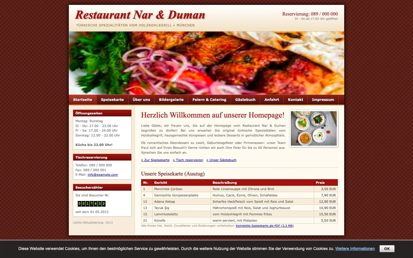 Vorher: eine veraltete Website für Nar & Duman, als Beispiel erfunden